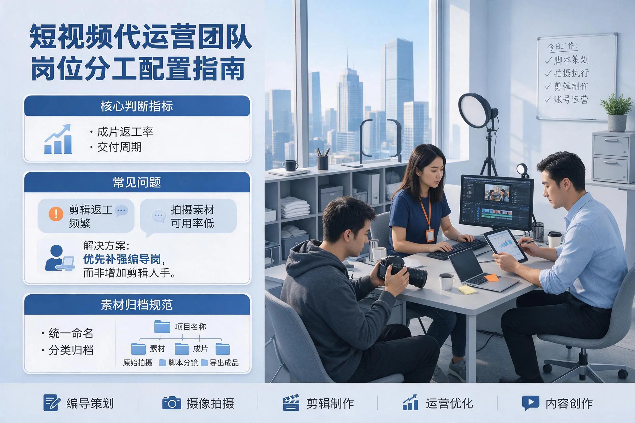 短视频代运营团队如何配置?烟台企业岗位分工科普说明