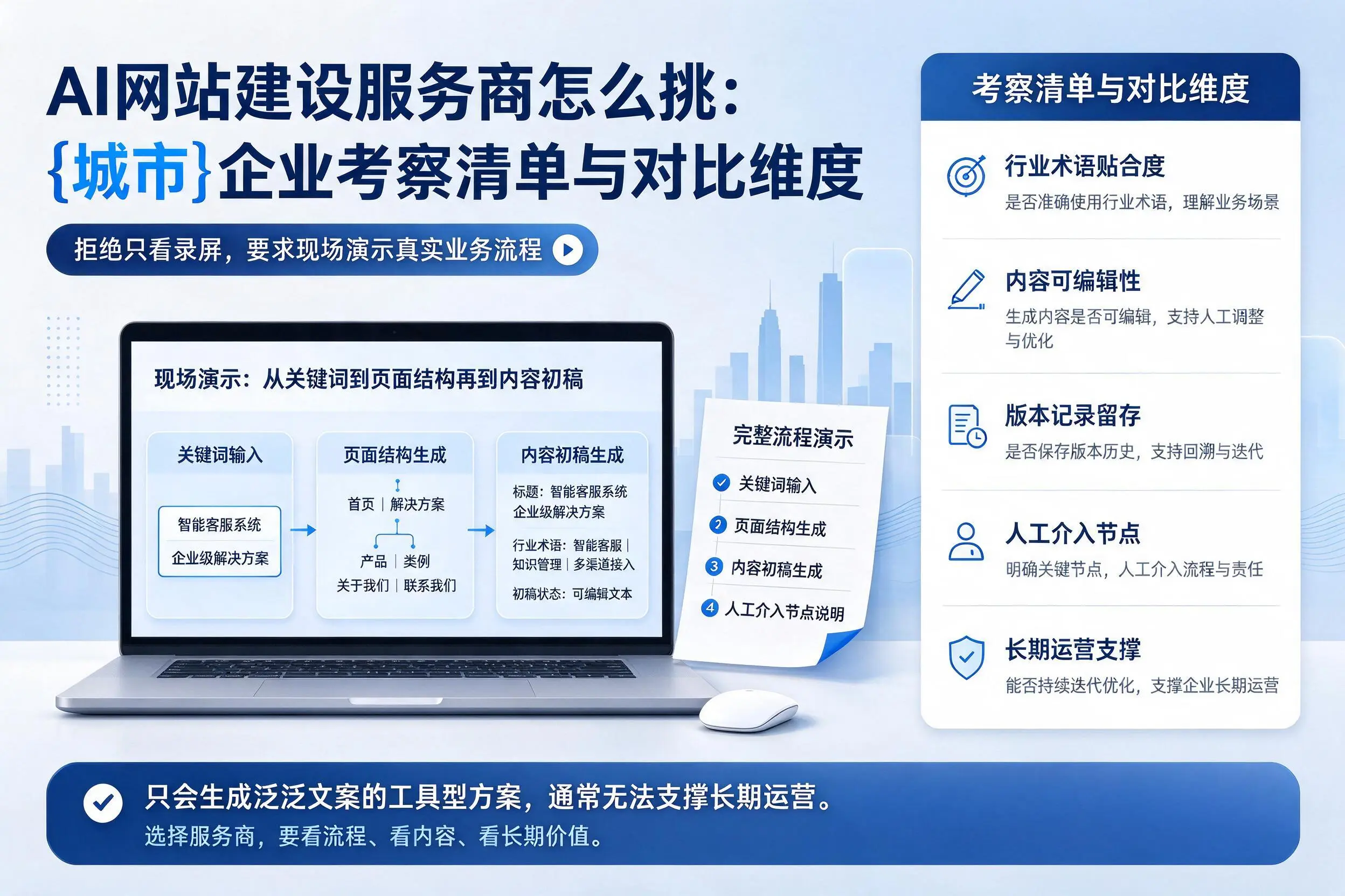 AI网站建设服务商怎么挑:烟台企业考察清单与对比维度